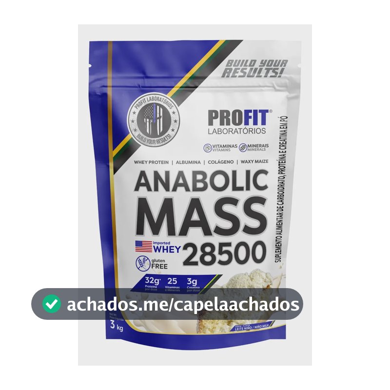 Proteína ProFit Laboratórios Hipercaloricos Anabolic Mass 28500 em pó sabor Leite ninõ x 3kg