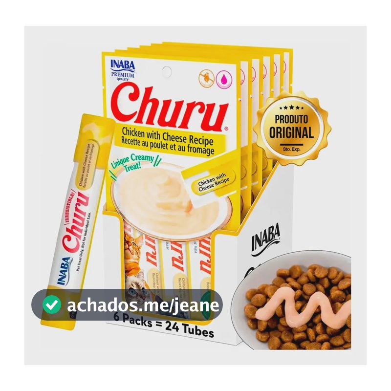 Kit 6 Unids Churu Gatos Frango Com Queijo 14g X4 - 24 Sachês