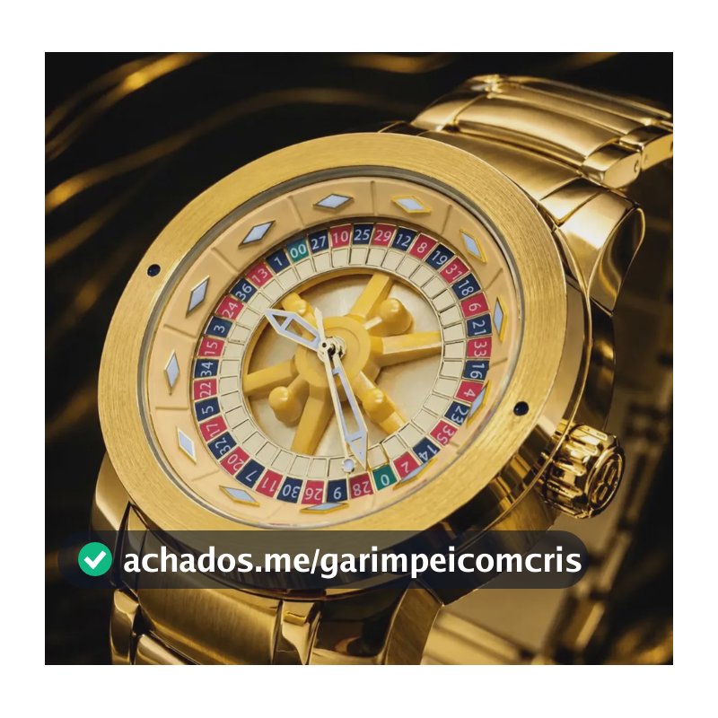 Relógio Masculino Cassino Roleta Dourado Funcional Oferta Dourado
