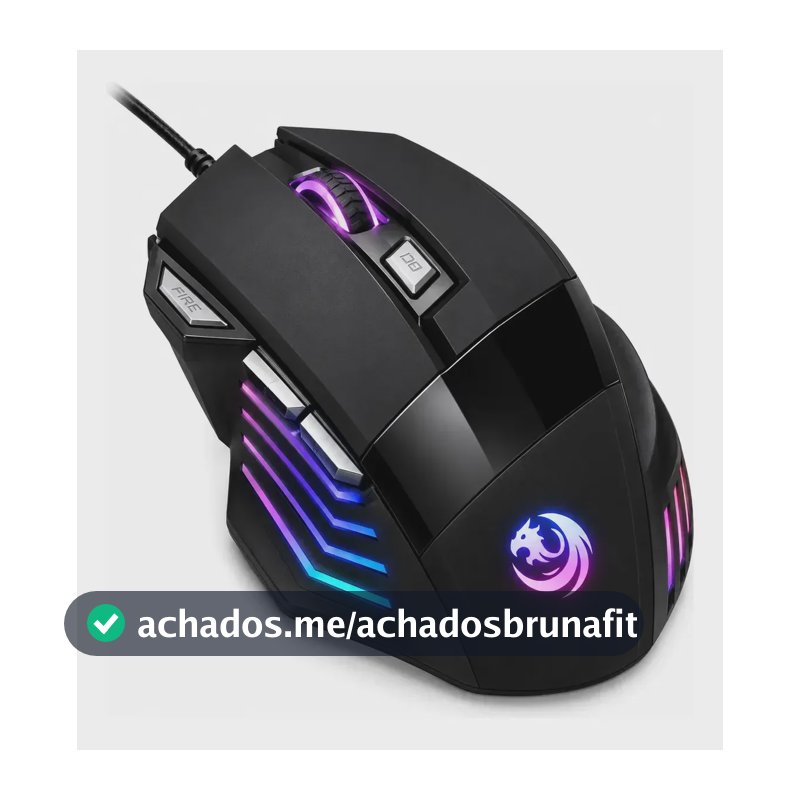 Mouse Gamer RGB USB Com Fio 3200 DPI Ajustável 7 Botões Fire Button LED 7 Cores Para PC Ergonômico