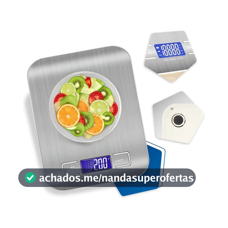 Balança Digital Cozinha Fitness Inox 10kg Alimentos Visor Grande Alta Precisão Pesar Dieta Portátil Profissional E Domestico Confeitaria Nutricional Ingredientes Foods Comida Prateada Pilha Nixzen