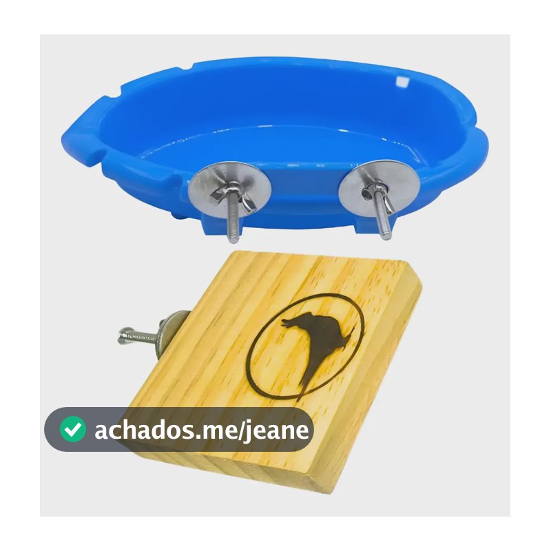 Plataforma Para Calopsita E Banheira Para Ave Azul