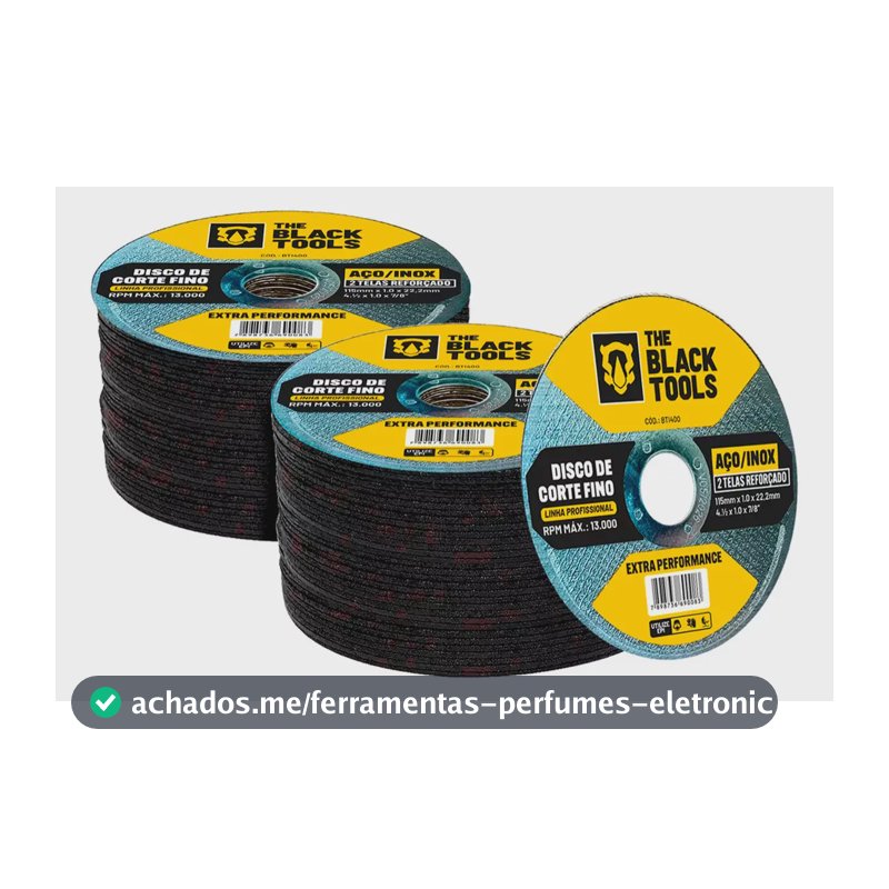 Disco Corte Fino Inox 4.1/2 X 1,0mm Para Esmerilhadeira 100 Peças The Black Tools