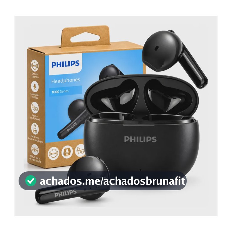 Fone Ouvido Sem Fio Bluetooth 5.4 Philips Tat1139 Original Preto