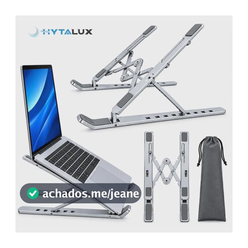 Suporte para Notebook Hytalux em Alumínio Dobrável, Ergonômico e Portátil com 6 Posições