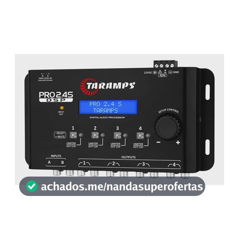 Processador de Áudio Digital Taramps Pro 2.4S para Som Automotivo com Crossover e Equalizador 15 Bandas