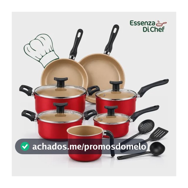 Conjunto Panelas Antiaderente 10 Peças Teflon Várias Cores Cereja