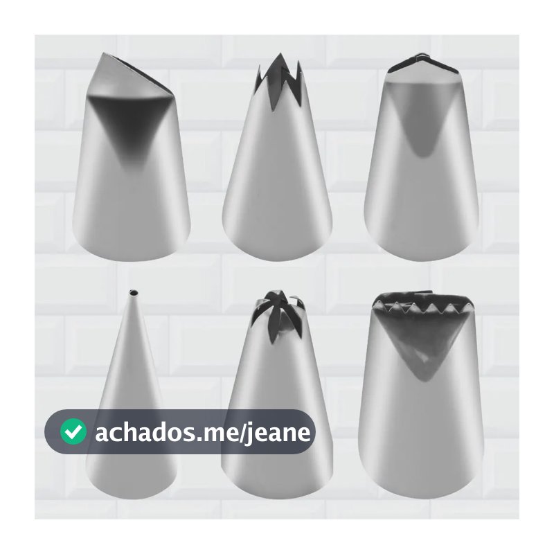 Kit 6 Bicos De Confeitar Essenciais 1m 1b Perlé Folha Inox