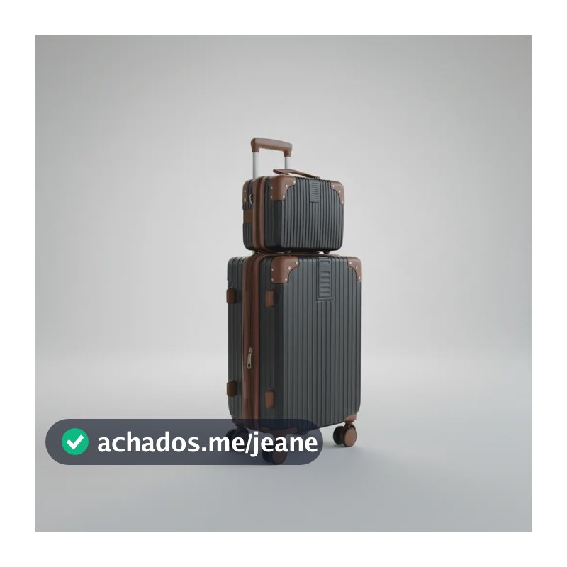 Mala De Viagem Blogueira 23kg Com Frasqueira Blacklions Preto Com Bege Listras