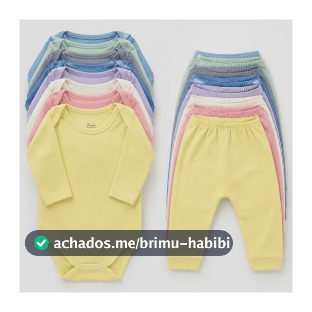 Kit 10 Peças Bebê Body M. Longa Mijão Canelado Menino Menina