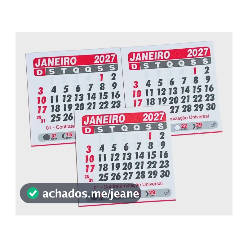 200 Mini Calendário Geladeira 7,5x7,5cm Folhinha 7x7 8x8 2027 7.5x7.5cm