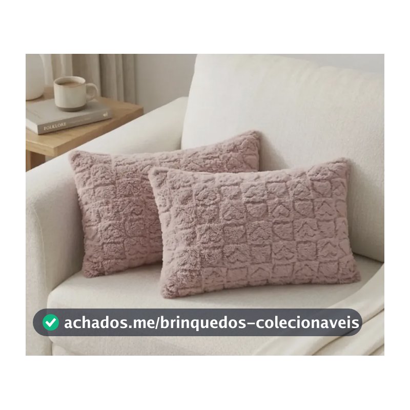 Kit 2 Capas De Almofada Pelúcia 30x50 Macia Baguete Cama Rose Coração