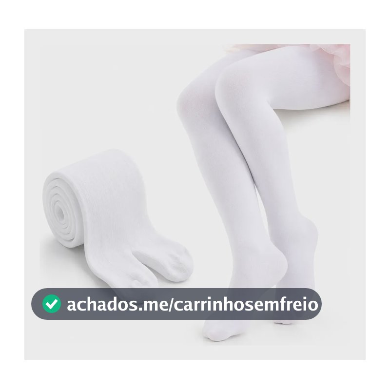 Meia Calça Infantil Feminina Lisa Juvenil Fio Grosso Branco 6- 8 Anos