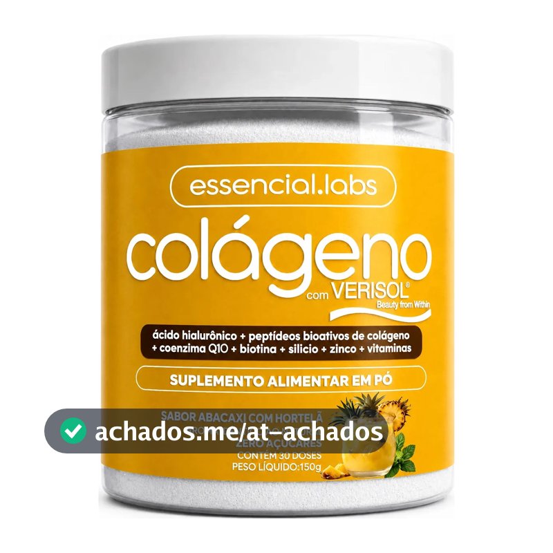 COLÁGENO VERISOL® - Fórmula Exclusiva com Ácido Hialurônico + Coenzima Q10 + Biotina + Silício + Zinco + Peptídeos Bioativos + Vitaminas - Sabor Abacaxi com Hortelã - 30 doses