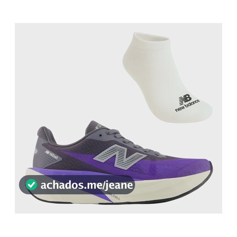 Kit Meia Tênis Feminino De Corrida New Balance Rebel V5 Roxo/preto Liso 36