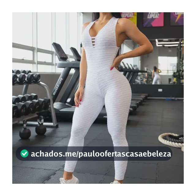 Macacão Fitness Feminino Modelador Poliamida Premium Brocado Branco M