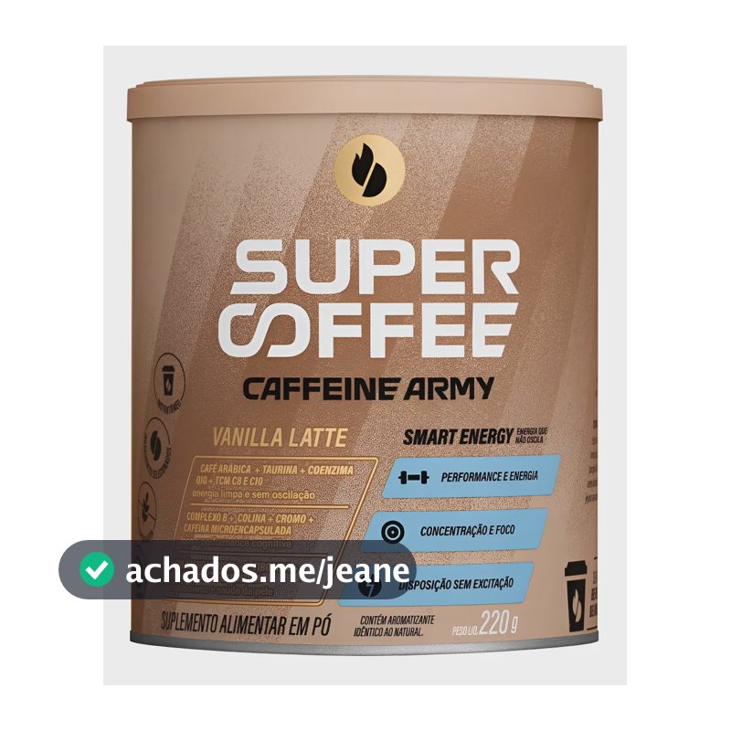 Super Coffee 3.0 Caffeine Army Baunilha, Pó de Café Termogênico, 220g