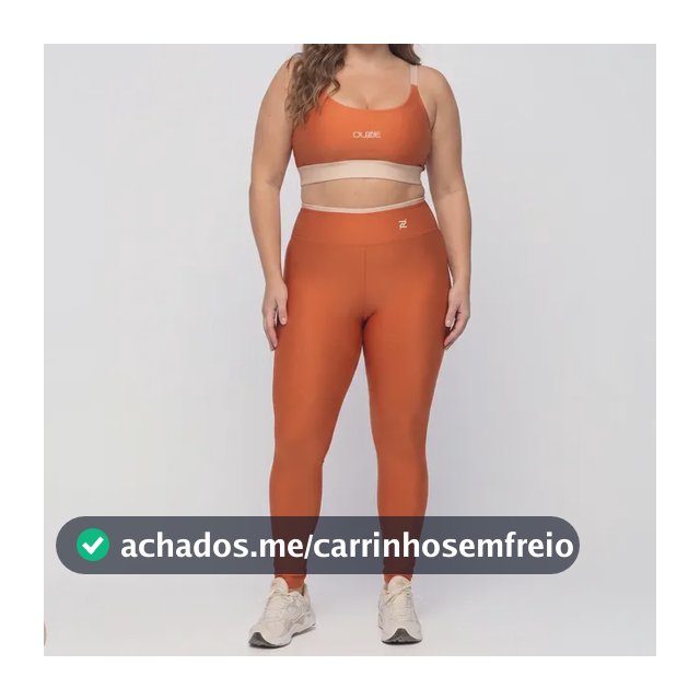 Conjunto Fitness Academia Calça  Top Zero Transparência Laranja/areia Liso M