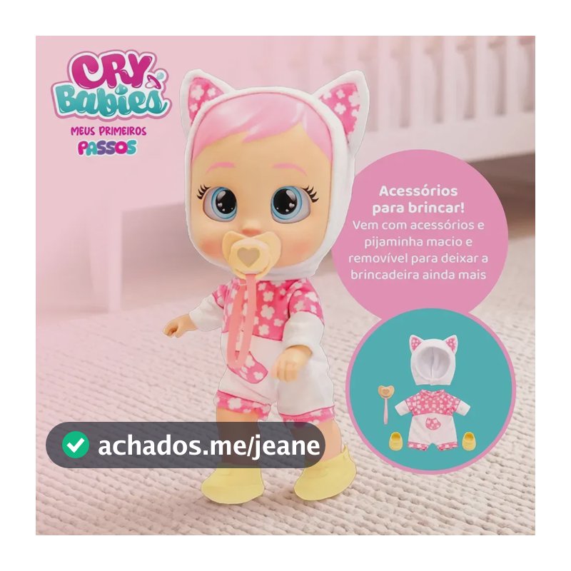 Boneca Cry Babies Daisy Anda de Verdade, Interativa Com Som Multikids - BR2798