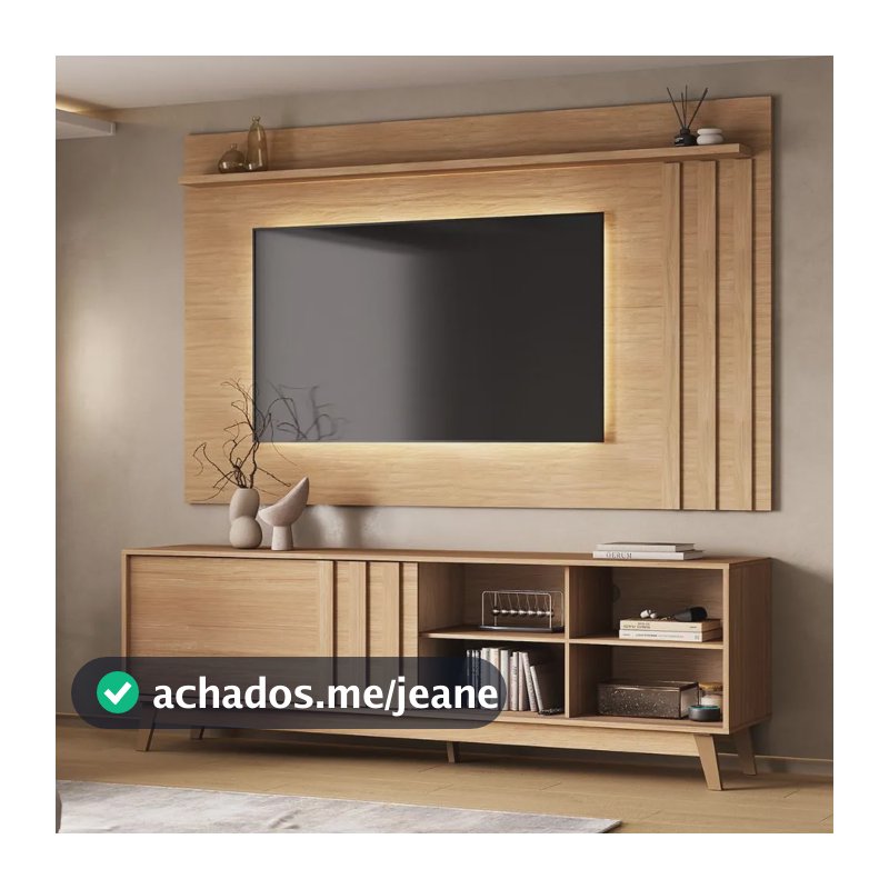 Conjunto Rack E Painel Parede Ventura Carraro Cedro Cedro