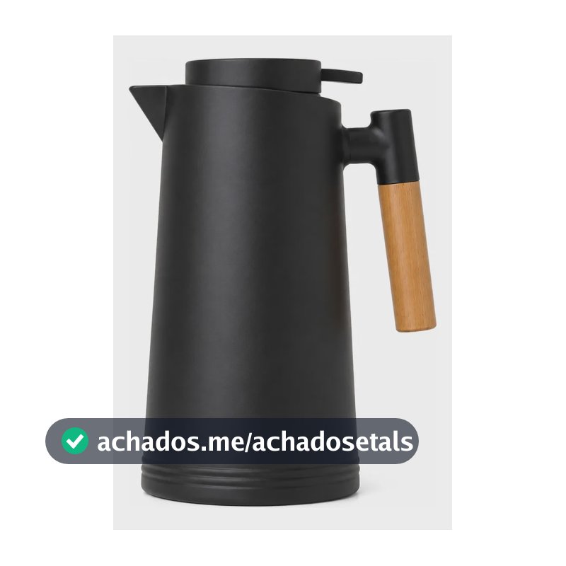 Garrafa Térmica 1l Cabo Madeira Café Chá Mesa Posta Premium Preto