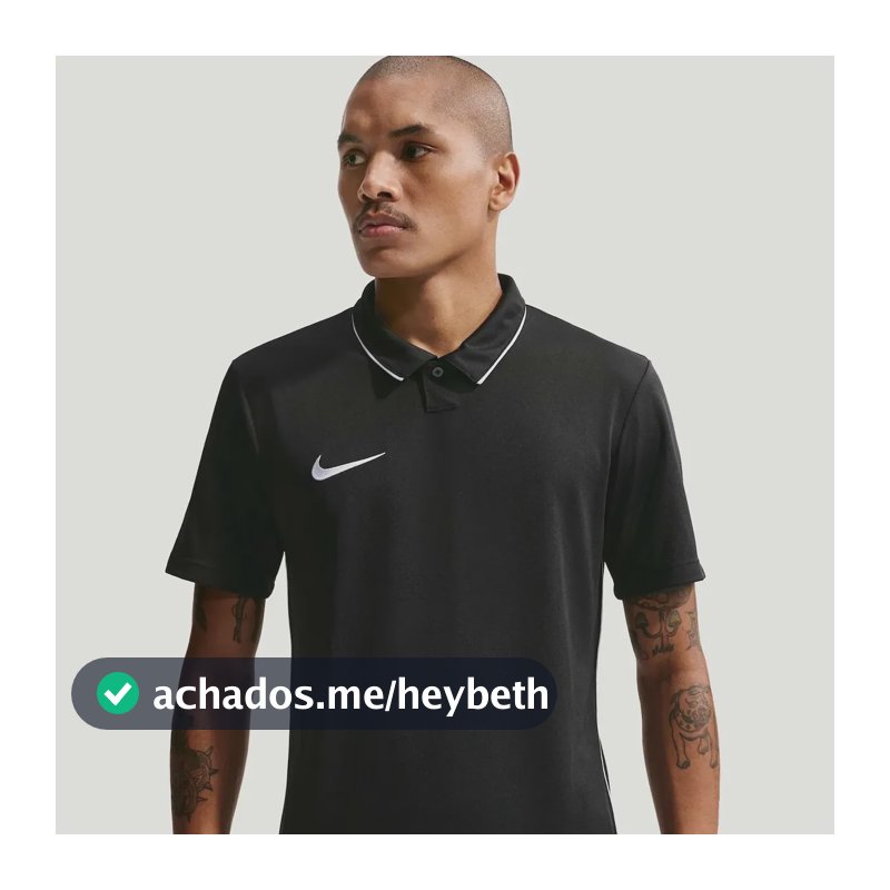 Camisa Polo Dri-fit Nike Park26 Masculina Preto/branco M