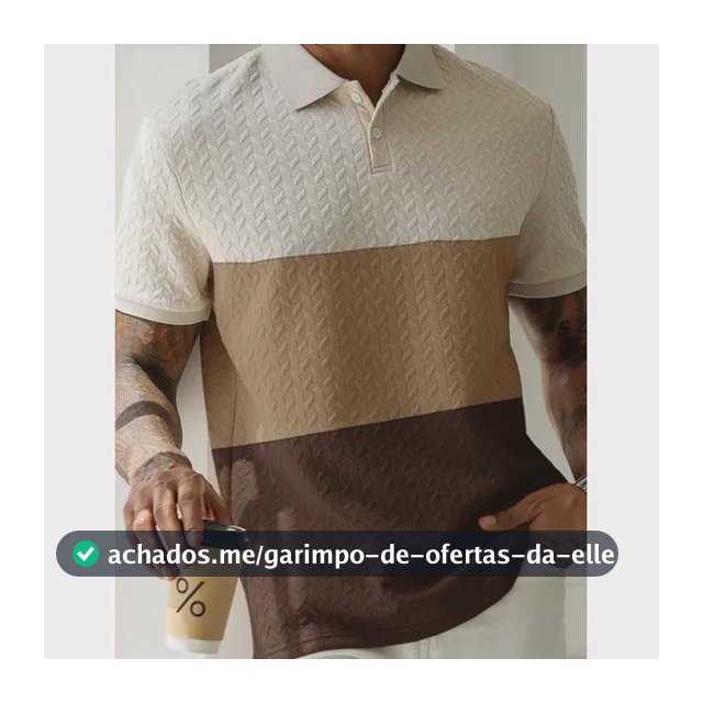 Camisa Polo Masculina Manga Curta Texturizada Para Verão Brown Liso Xxl