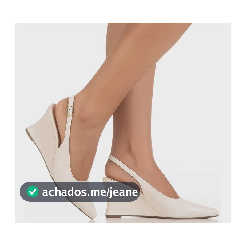 Scarpin Feminino Slingback Anabela Salto Alto Cunha Gigil Off White 37 Br