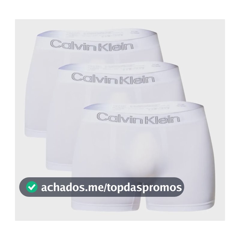Kit 3 Cuecas Low Rise Trunk Sem Costura Calvin Klein 0900 Branco 2 M