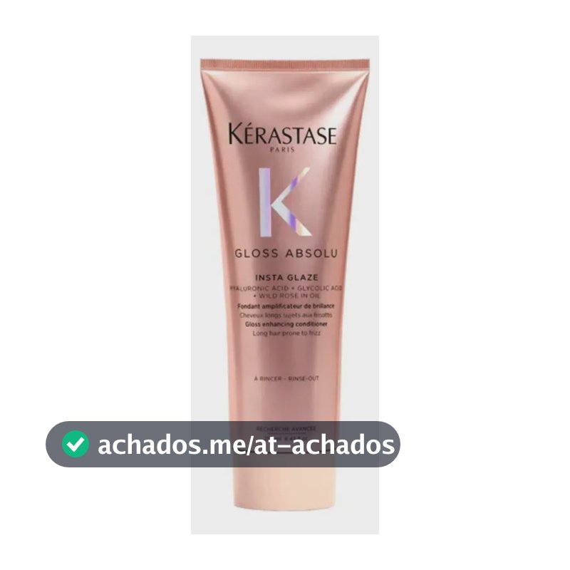Kérastase, Condicionador, Gloss Absolu, Insta Glaze, para todos os tipos de cabelos, ação anti-frizz com Ácido Hialurônico, Ácido Glicólico e Óleo de Rosa Silvestre, potencializa o brilho, 250ml