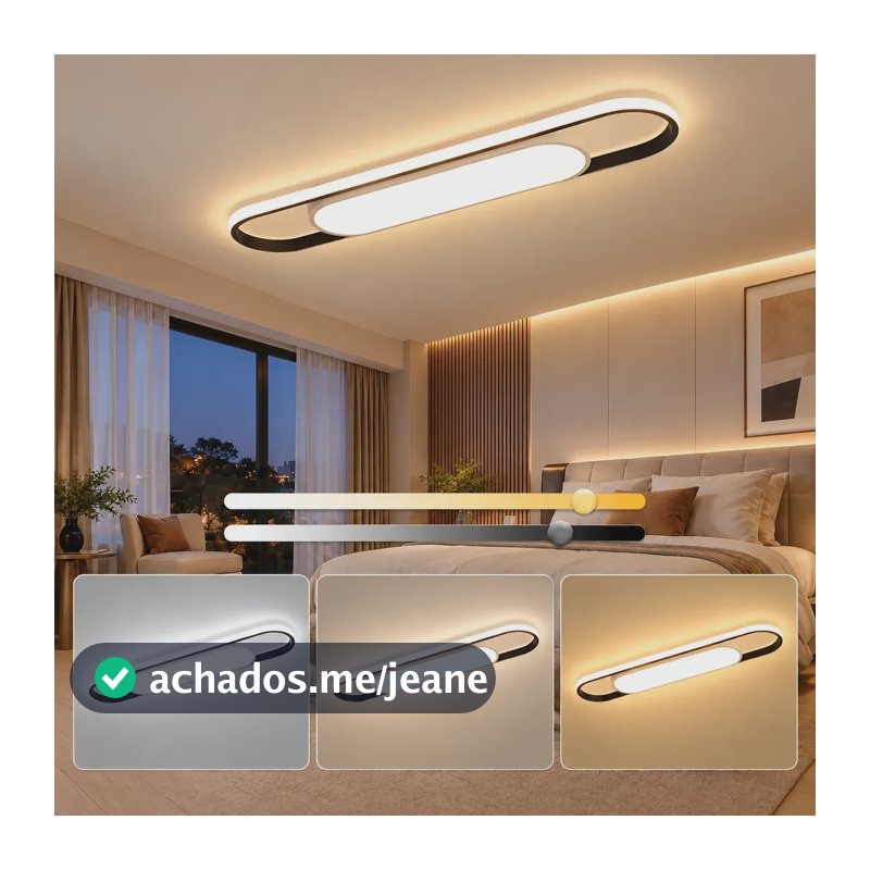 Luminária Sobrepor Plafon Led Preto Retângulo 3 Cores Bivolt 127/220v Preto
