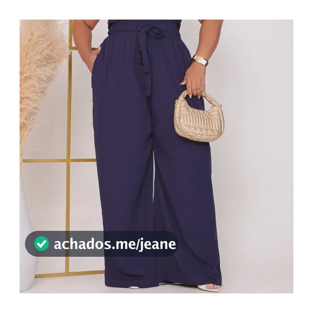 Calça Pantalona Viscose Plus Size Cintura Alta Com Elástico