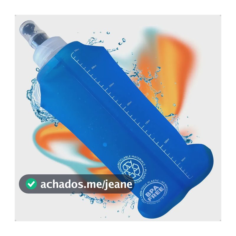 Garrafa Hiratação TPU Soft Flash 350ml Dobrável Azul-celeste