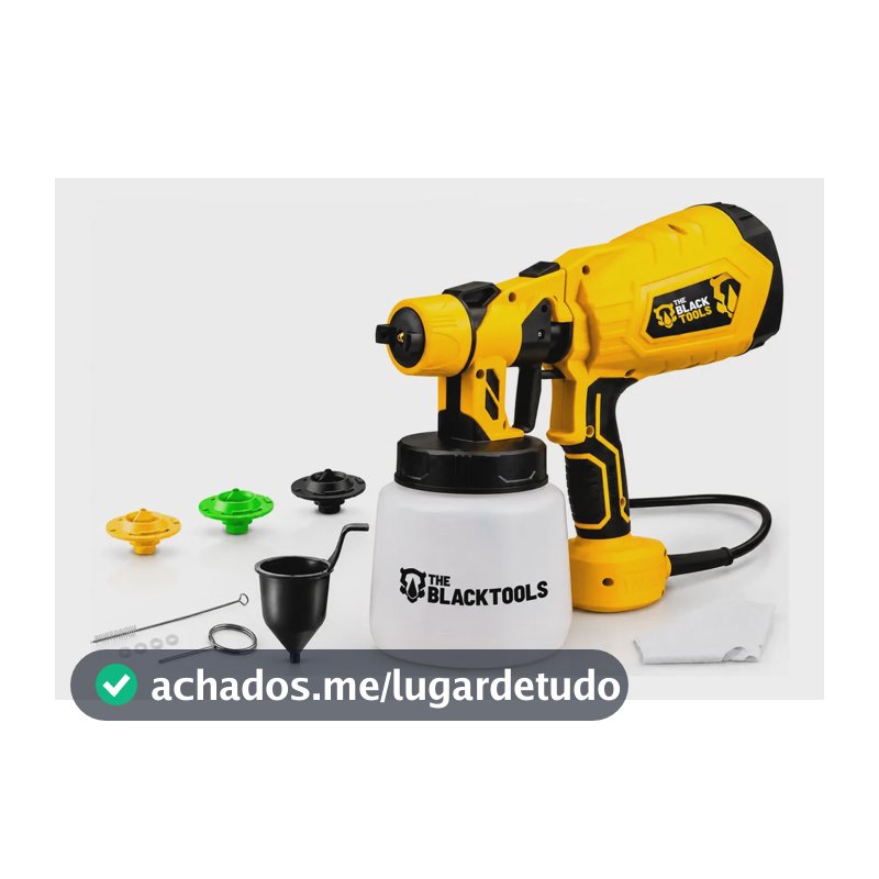 Pistola De Pintura E Pulverizadora Elétrica Portátil Hvlp 1.250l C/5 Bicos E Acessórios 600w Tpp150 The Black Tools