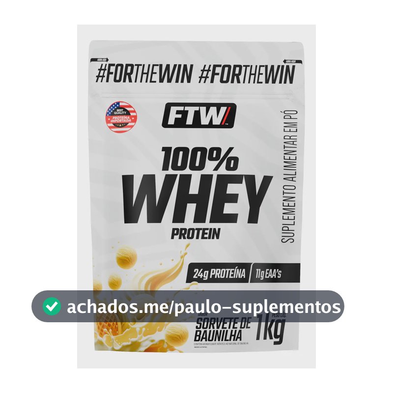 Whey Protein 100% Refil 1kg Sabor Sorvete De Baunilha - FTW