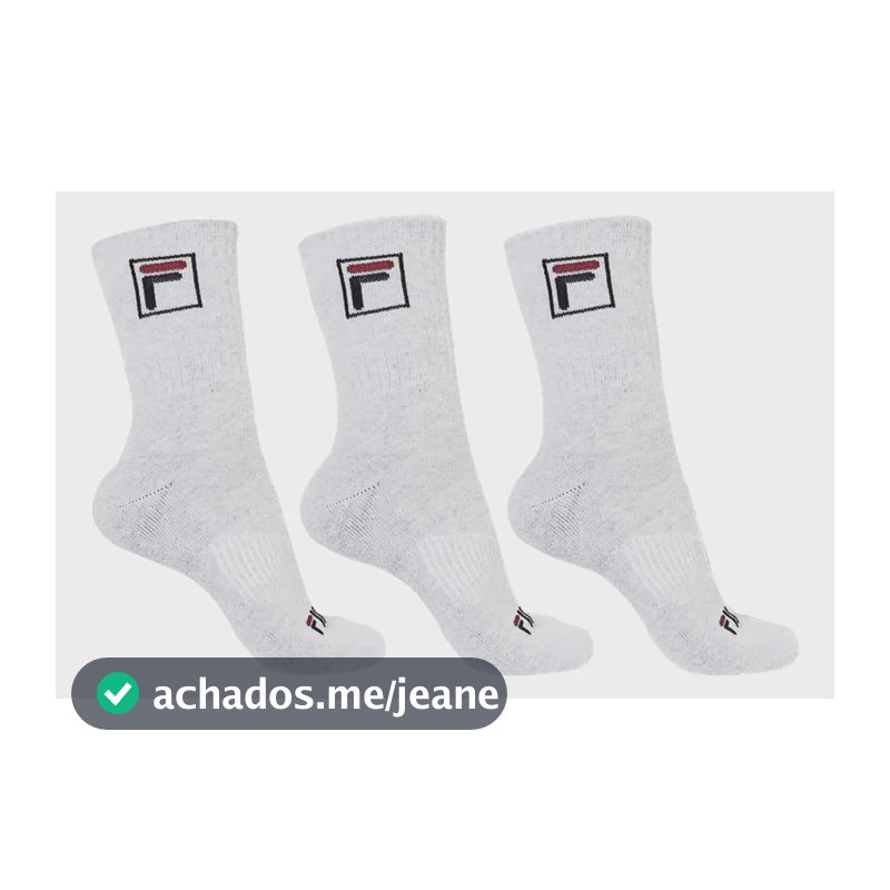 Meia Fila Cano Alto Original Tripack Conforto Unissex Branco 39-43