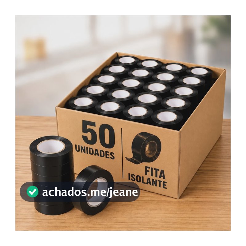 Kit 50 Fita Isolante 5m Atacado Antichama Preta 17mm Preto Liso