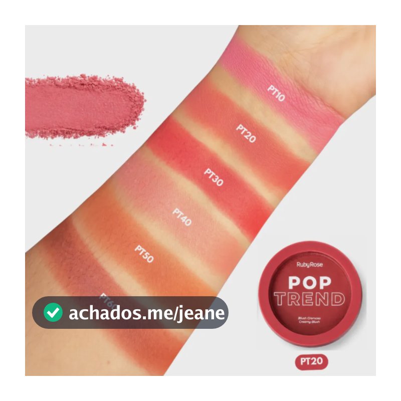 Blush Cremoso Ruby Rose Pop Trend Textura Macia Aveludado Pt20 Rosa Escuro
