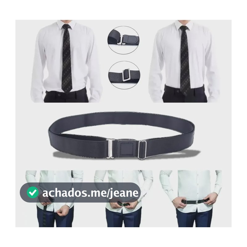 Cinta Prendedor Segura Camisa Suspensório Social Elástico Preto Liso Padrão