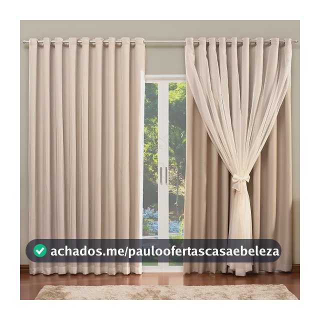 Cortina de Blackout com Voil Liso para varão simples - 4,00 x 2,70