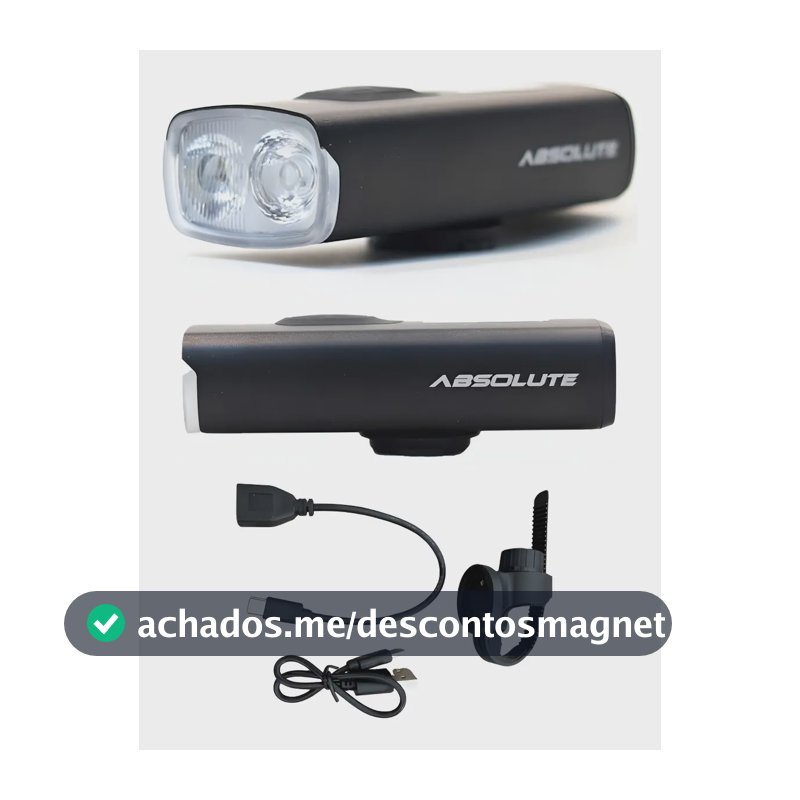 Farol Bike Absolute Prime 2600 Lúmens c/ Power Bank e 2 LEDs