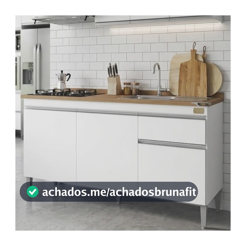 Balcão Gabinete Multiuso Cozinha 120cm Armário Organizador Branco