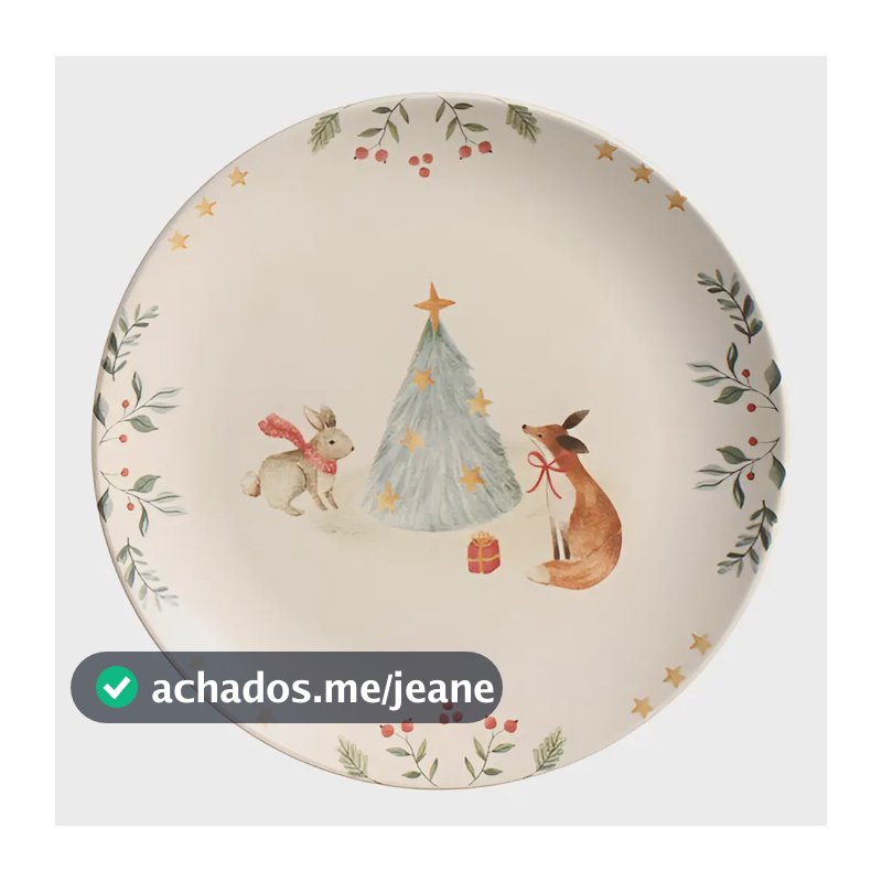 Pratos De Sobremesa Coup Christmas Card Natal Ø20,5cm Cor Off-white Acetinado Árvore Natal Conjunto 6 Unidades
