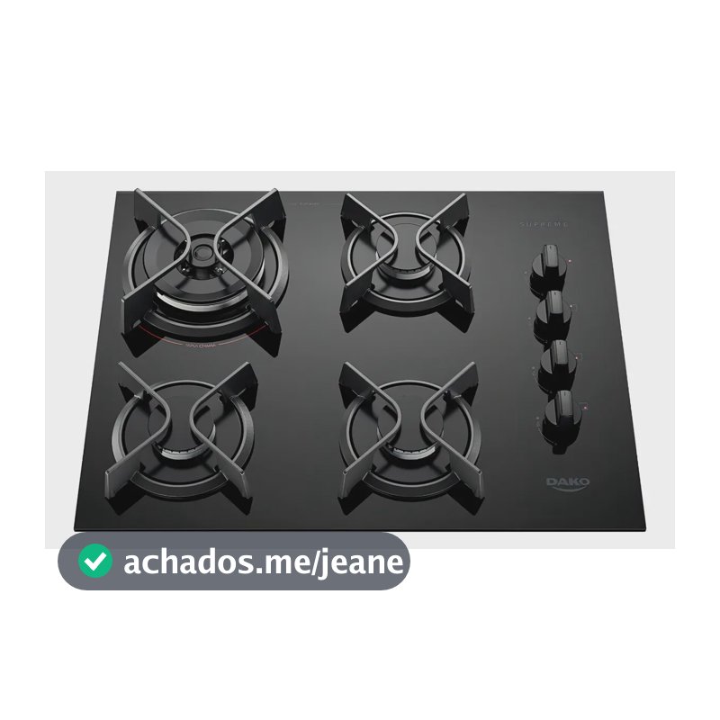 Cooktop 4 Bocas Dako Supreme Com Mesa de Vidro e Tripla Chama Preto Bivolt