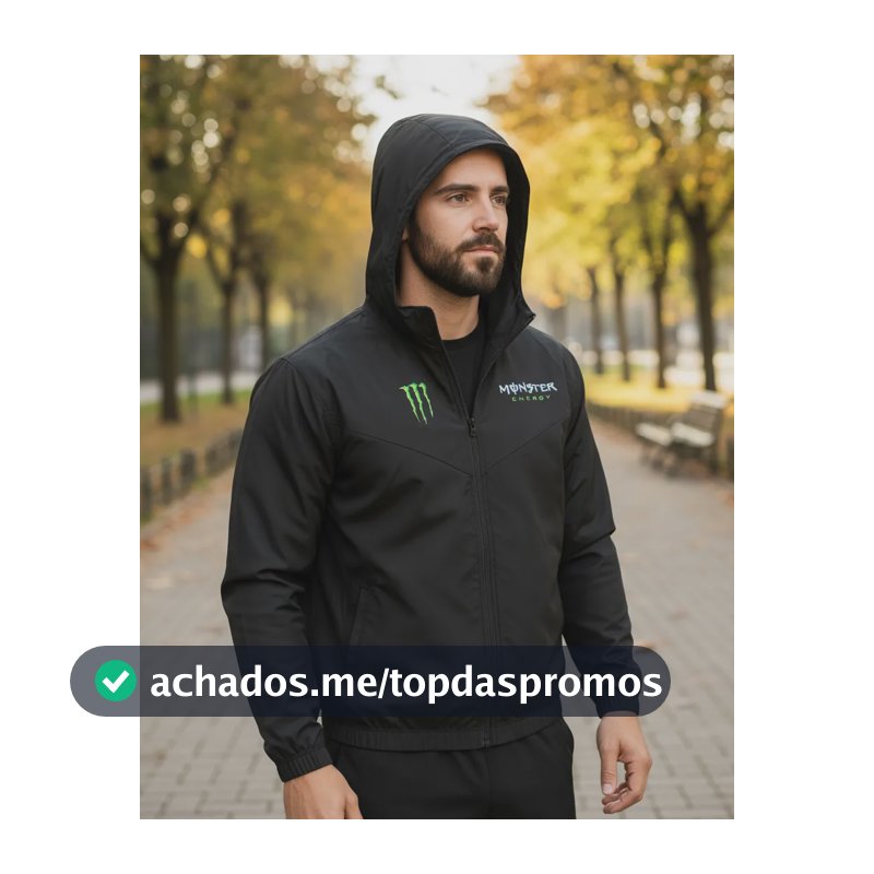 Jaqueta Masculino Corta Vento Monster 02 Capuz Impermeável Preto M Monster 02