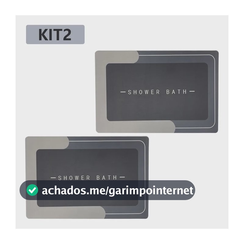 Kit2 Tapetes Para Banheiro Tapete Mágico Ultra  Para Absorçã Cinza-escuro Tapetes Para Banheiro
