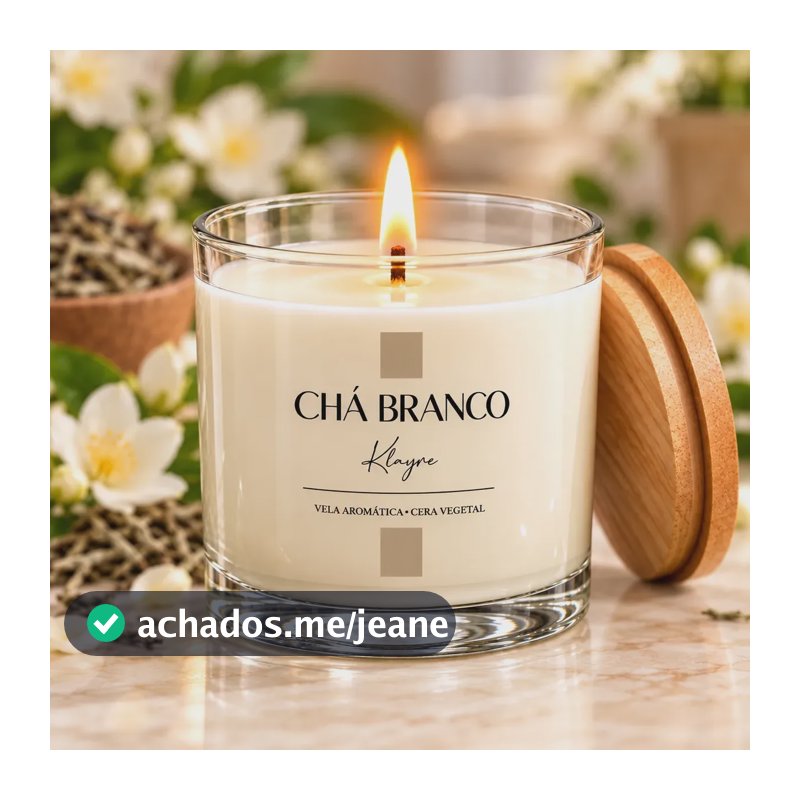 Vela Aromática Perfumada Chá Branco 100g Presente Decorativa Branco Liso Chá Branco 100 Ml