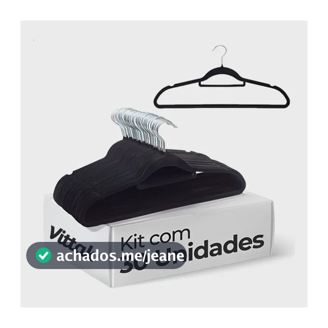 Vittak Kit 30 Cabides Veludo De Roupa Antideslizante Slim Adulto Cor Preto