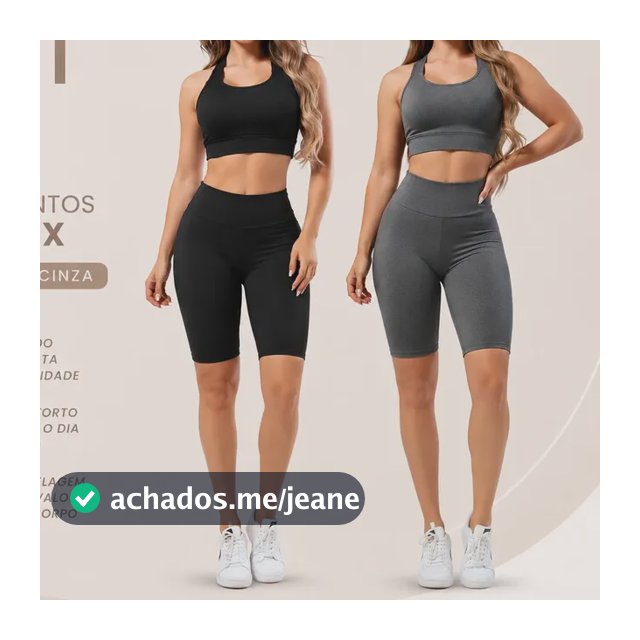 2 Conjuntos Ciclista Liso + Top Fitness Roupas Academia A09