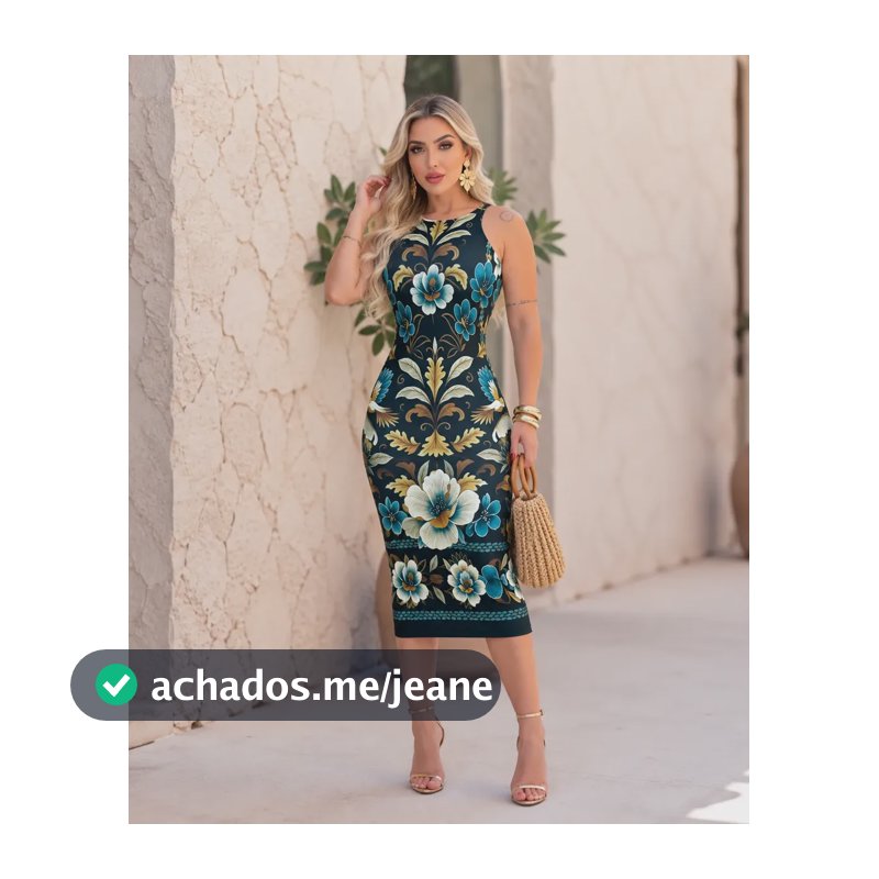 Vestido Feminino Midi Estampado Casual Chic Premium Floral Noturno Estampado Único 36-42